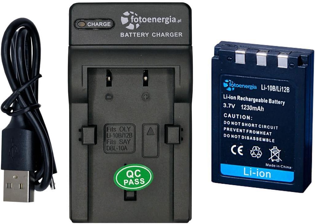 DSTE Kit 2 Batterie LI-10B/LI-12B + Caricabatterie Per Fotocamere Olympus C, D, X Serie