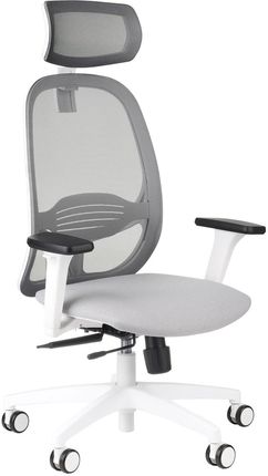 Limited Edition - Krzesło biurowe Nodi WS HD Grafit z szarym siedziskiem - biały stelaż, siatkowe oparcie, idealne dla dzieci, czy do domowego biura