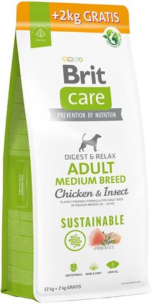 Brit Care Sustainable Adult Medium Chicken Insect 12kg + 2kg