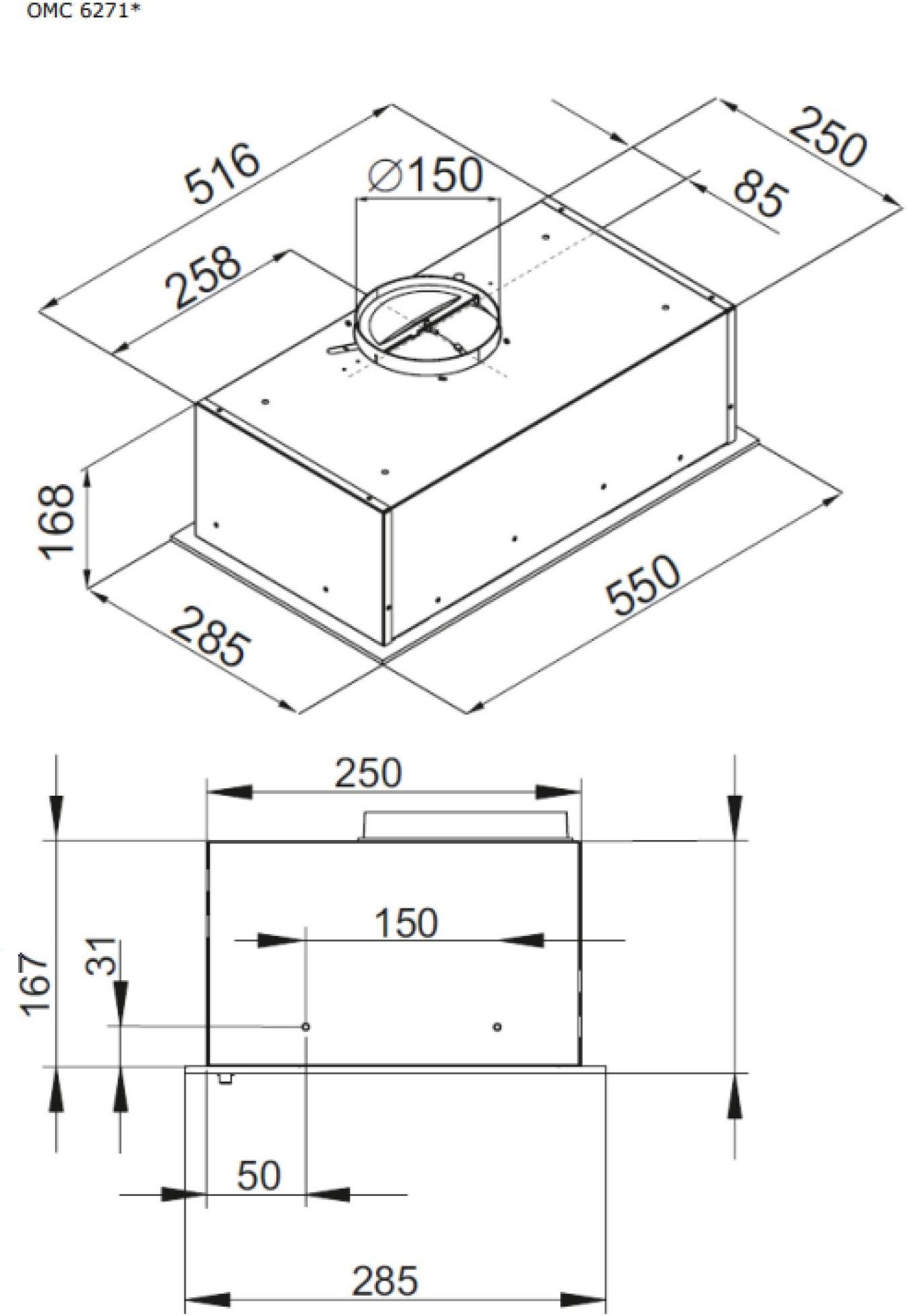фото Витяжка вбудована Amica OMC6274B Studio Black