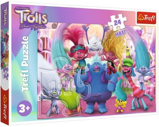 Trefl, Puzzle, Troll 3, da 35 a 70 Pezzi, 4 Set, Tour Musicale dei Troll, per Bambini dai 4 Anni