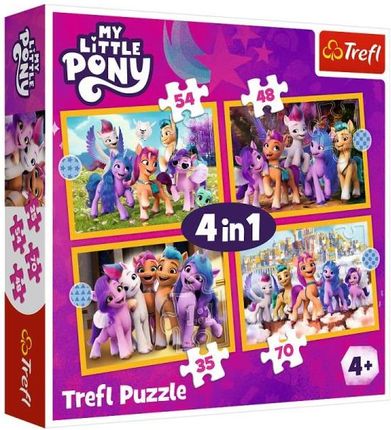 Trefl Puzzle 4w1 Poznaj kucyki Pony 34624