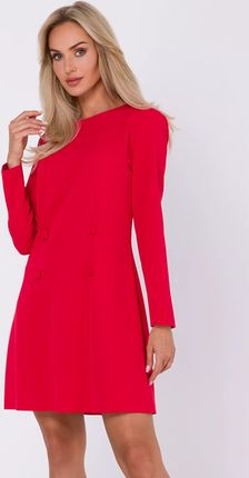 Klasyczna sukienka o długości mini i długich rękawach (Czerwony, S)