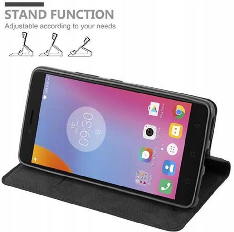 Cadorabo Custodia Libro per Lenovo P2 in Grigio Nero - con Vani di Carte, Funzione Stand e Chiusura Magnetica - Portafoglio Cover Case Wallet Book Etui Protezione
