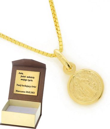 Złoty medalik Święty Benedykt Próby 585 gr.0,67