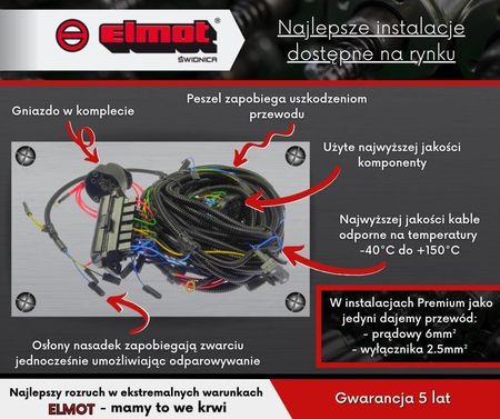 Elmot Świdnica Instalacja Przyczepa D-47 Kable Premium Line Abinstd47Pel