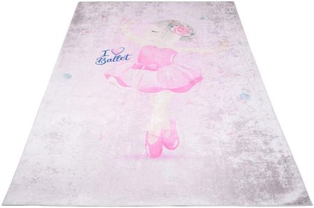 Różowy Pastelowy Dywan Z Baletnicą Dla Dzieci - Feso 4X 120X170
