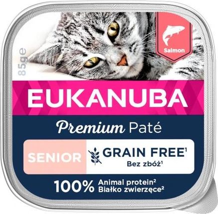 Eukanuba Grain Free Senior Łosoś mokra karma dla starszych kotów 85g