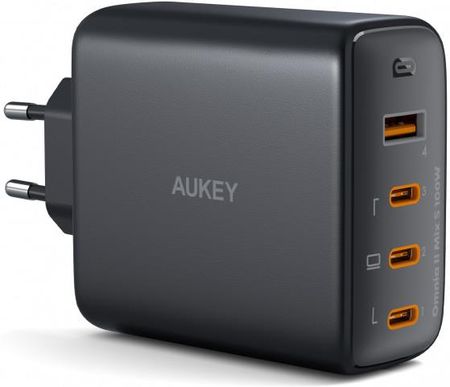 Ładowarka sieciowa Aukey GaN, 3x USB-C, USB-A, QC, PD 100W (PA-B7S BK)