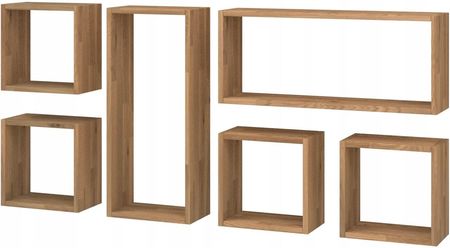 S&W Design Zestaw Półek Dębowych Kwadrat Cube Loft 70X150