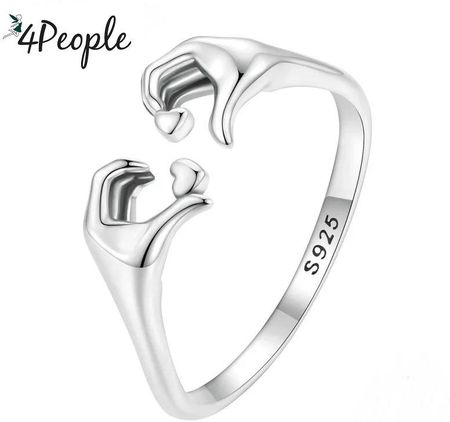 Pierścionek srebrny dłonie serca srebro 925 Hit na prezent serce miłość regulowany rozmiar