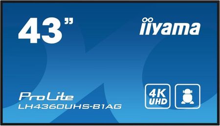 Iiyama Monitor Wielkoformatowy 43 Cale Lh4360Uhs-B1Ag Matowy 24H/7 500(Cd/M2) Va 3840x2160 Uhd(4K) System Android.11 Wifi Cms(Iisi (LH4360UHSB1AG)
