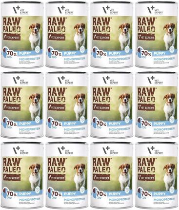 Raw Paleo Vetexpert Puppy Cod Monoprotein Mokra Karma Z Dorszem Dla Szczeniąt 12X400g