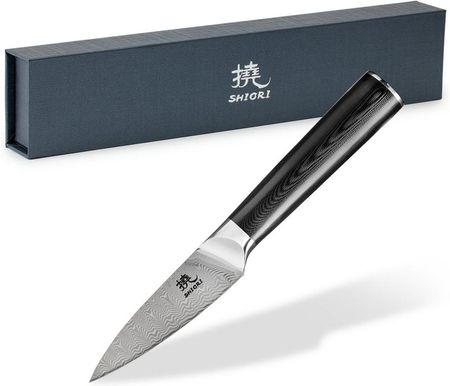 Nóż do owoców i warzyw Shiori Yasashi-sa Shōto nóż ze stali damasceńskiej precyzyjny, mały, wielowarstwowa stal damasceńska