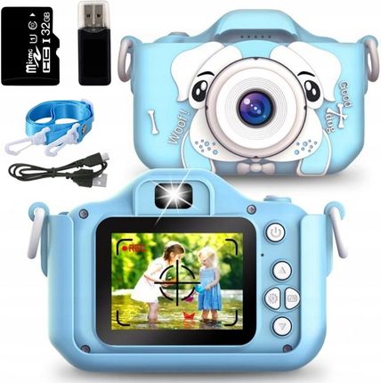 Zeetech Aparat Cyfrowy Dla Dzieci Kamera Gry Karta 32Gb Niebieski Piesek