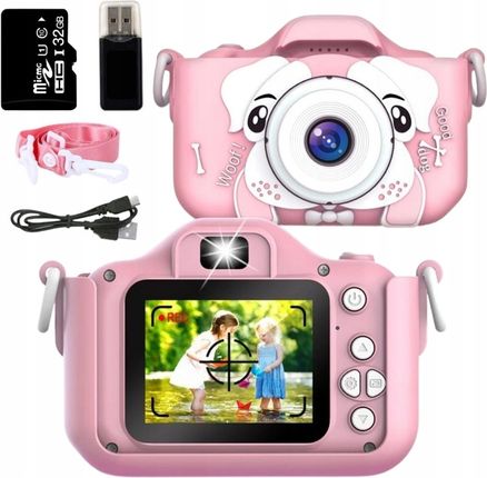 Zeetech Aparat Dla Dzieci Kamera Zabawka 40Mpx +Karta 32Gb Różowy Pies