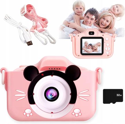 Zeetech Aparat Cyfrowy Dla Dzieci Kamera Gry Karta 32Gb Różowa Myszka