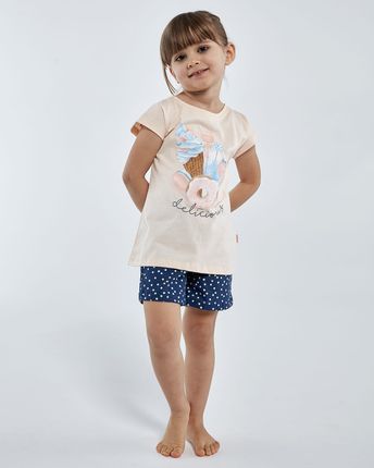 Piżama dziewczeca, Lody,krótki rękaw,spodnie (86-92, jasny róż)