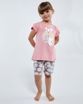 Piżama dziewczeca, Zając ,krótki rękaw,spodnie   (98-104, jasny róż)