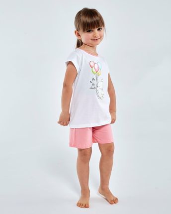 Piżama dziewczeca, Zając ,krótki rękaw,spodnie   (86-92, Biały)