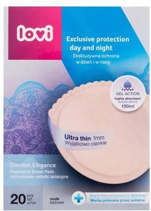 LOVI Discreet Elegance Disposable Breast Pads Beige wkładki do biustonosza 20 wkładek do biustonosza dla kobiet