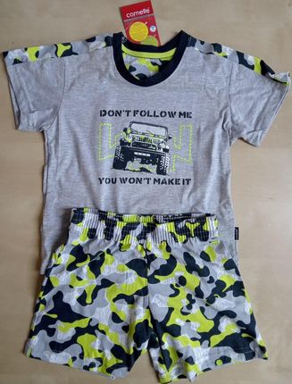 Piżamka chłopięca,Jeep,krótki rękaw i spodnie New  (86-92, szary)