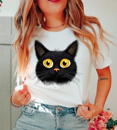 koszulka z czarnym kotem kot1