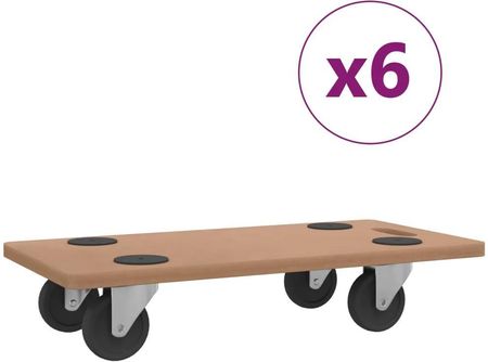 vidaXL Wózki Platformowe, 6 Szt, Prostokątne, Materiał Drewnopochodny