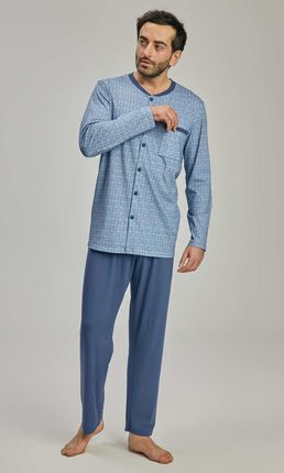 Piżama męska,rozpinana,długi rękaw,spodnie New (416 jasne idygo, XXL - 7)