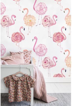 Coloray Flizelina Flamingi Z Różami 152x104