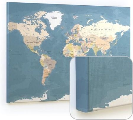 Allboards Tablica Magnetyczna Canvasboards 90X60Cm - Obraz Mapa Świata