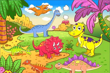 Muralo Dla Dziecka Małe Dinozaury Łąka 315x210