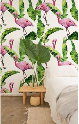 Coloray Flizelina Flamingi Z Kwiatami 152x104
