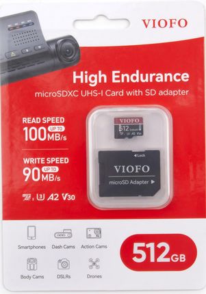 Karta pamięci VIOFO 512GB microSDHC V30  INDUSTRIAL do Wideorejestratorów Kamer Samochodowych Systemów Monitoringu