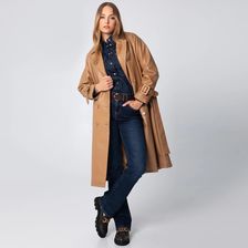 Zdjęcie Damski płaszcz z ekoskóry dwurzędowy z paskiem - Warszawa