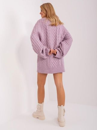 Sweter oversize jasny fiolet dzianinowy akrylowy