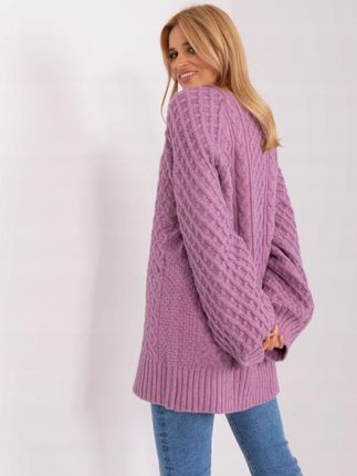 Sweter oversize fioletowy dzianinowy akrylowy