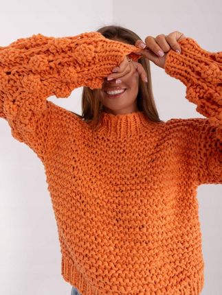 Sweter oversize pomarańczowy gruby splot