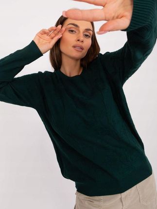 Sweter klasyczny ze ściągaczami ciemny zielony