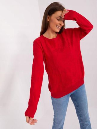 Sweter damski klasyczny ze ściągaczami czerwony