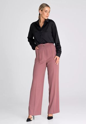 Eleganckie spodnie z szerokimi nogawkami (Wrzosowy, XL)