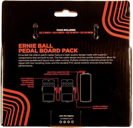 Ernie Ball Flat Ribbon Patch Cables Pedalboard Czerwony 15 cm-30 cm-60 cm-7,5 cm Kątowy - Kątowy - zdjęcie 2