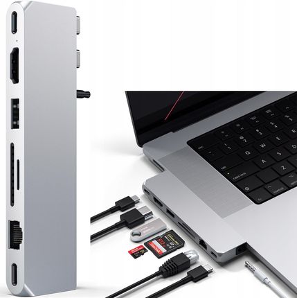 Satechi USB-C USB Pro Hub Max do Macbook Silver