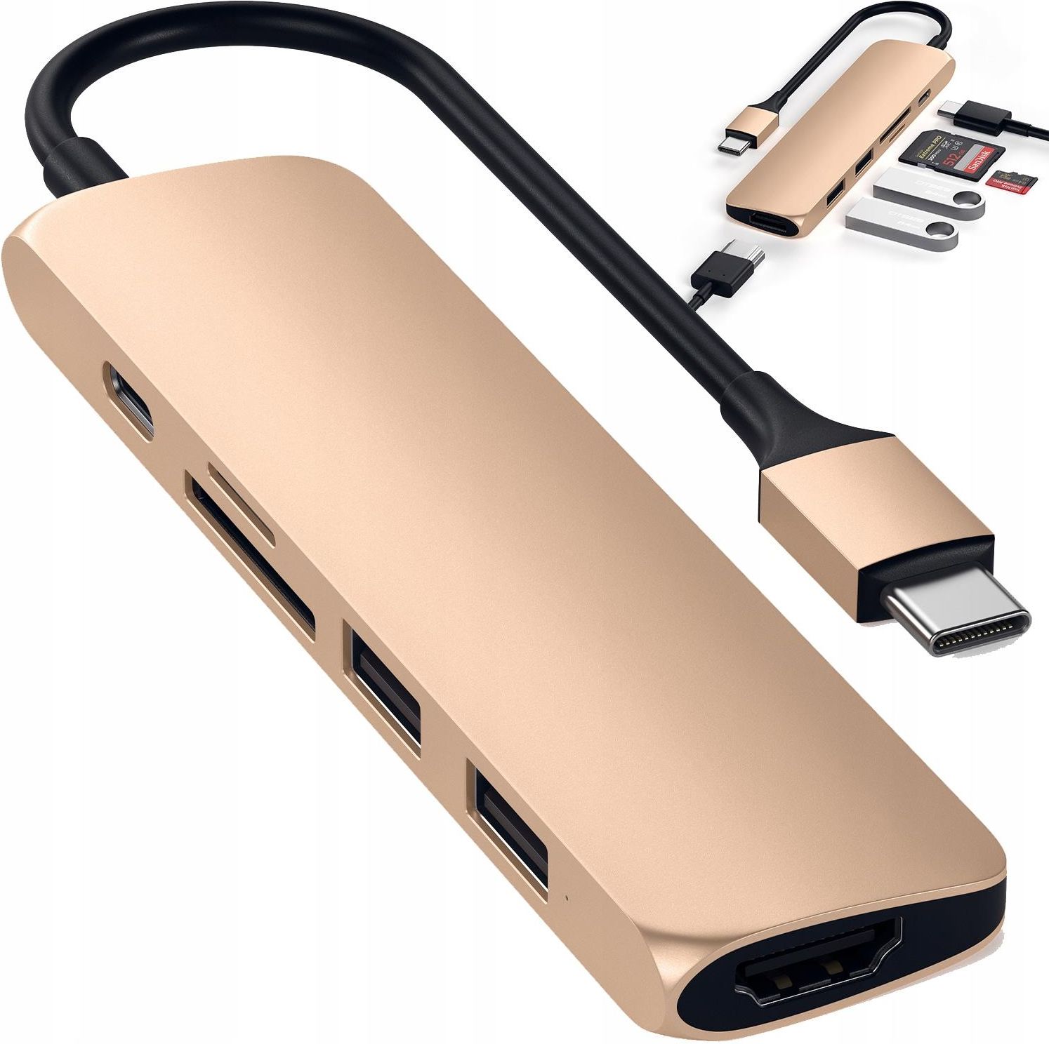 Hub USB Satechi USB-C HDMI 2x USB-A Slim V2 Hub Gold - Opinie i ceny na ...