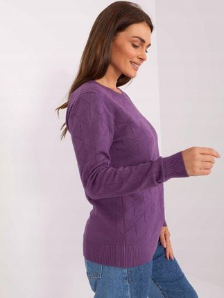 Sweter damski klasyczny basic fioletowy we wzory