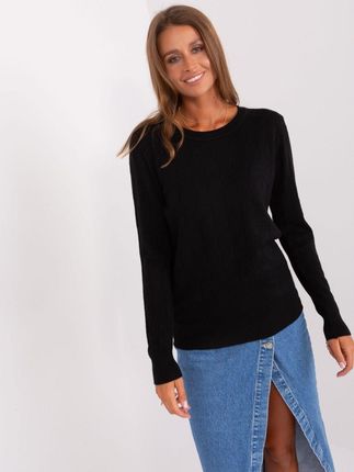 Sweter damski klasyczny basic czarny we wzory