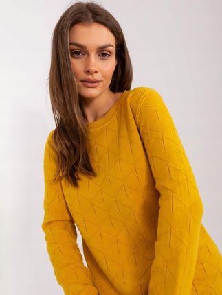 Sweter damski klasyczny basic żółty we wzory