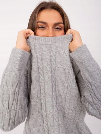 Sweter szary z warkoczami i ściągaczami oversize