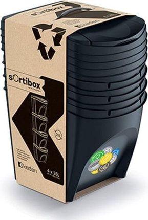 Prosperplast Kosz Na Śmieci Kosz Na Śmieci Keden Sorti Box 4 X 25L   Czarny Recykling