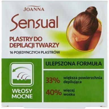 Joanna Sensual Plastry Do Depilacji Twarzy Włosy Mocne 16Szt + Oliwka Łagodząca Podrażnienia 10Ml  